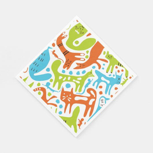 Abstraktes Cat Pattern Whimsisches Modernes Hausti Serviette (Ecke)