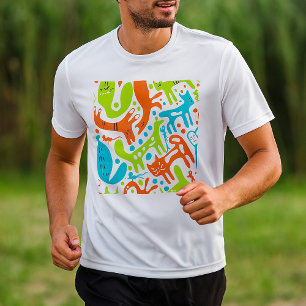 Abstraktes Cat Pattern Whimsisches Modernes Hausti T-Shirt