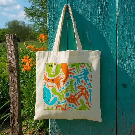 Abstraktes Cat Pattern Whimsisches Modernes Hausti Tragetasche