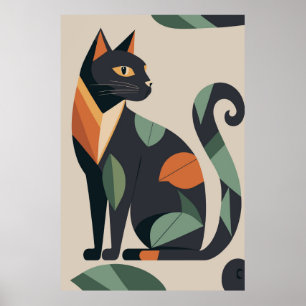 Abstraktes Cat Print Poster Wall Art Deco