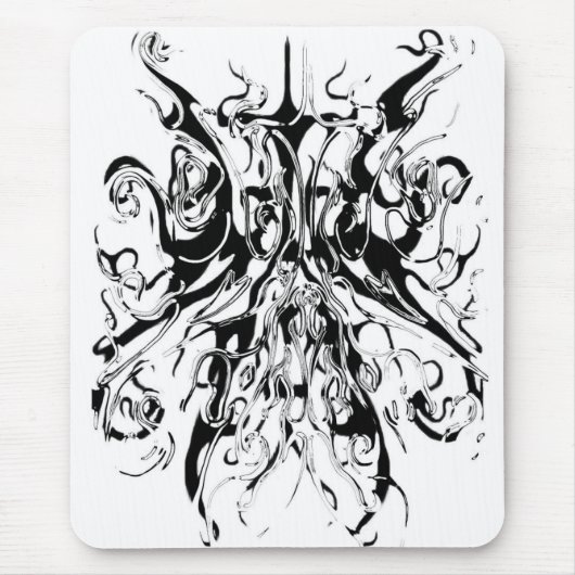 Abstraktes Chaos-Tribal-Design - Schwarzweiß Mousepad (Vorne)