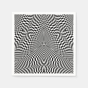 Abstraktes checkered Schwarzweiss-Muster Serviette