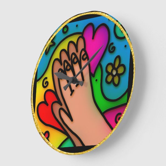 Abstraktes chromatisches Beten bunten Jesushänder Große Wanduhr (Winkel)