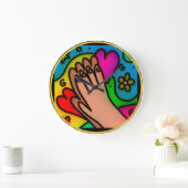 Abstraktes chromatisches Beten bunten Jesushänder Große Wanduhr (Zuhause)