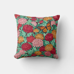 Abstraktes Chrysanthemen-Monarch-Kissen Kissen