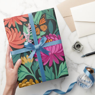 Abstraktes Chrysanthemen-Schmetterlinge-Geschenkpa Geschenkpapier