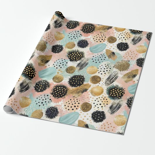 Abstraktes Circle Pattern - mit Glitzer & Fußklamm Geschenkpapier (Ungerollt)