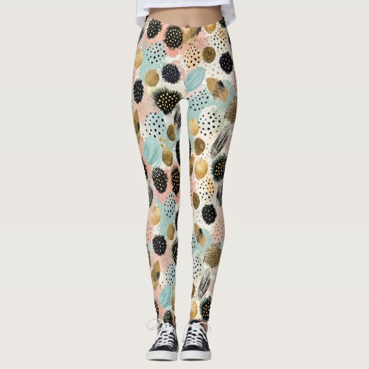Abstraktes Circle Pattern - mit Glitzer & Fußklamm Leggings (Vorderseite)
