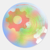 Abstraktes Cog-Design Runder Aufkleber (Vorderseite)