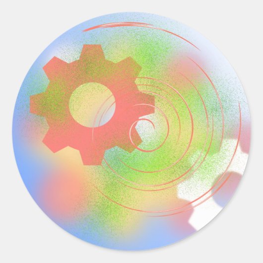 Abstraktes Cog-Design Runder Aufkleber (Vorderseite)