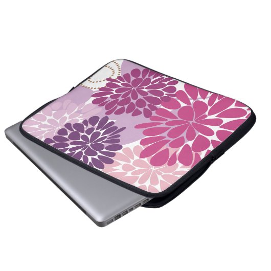 Abstraktes Cooles Giro Retro Floral Laptopschutzhülle (Vorne Knopf)
