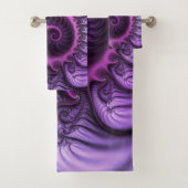 Abstraktes Cooles Rosa Lila Fraktal Badhandtuch Set (Insitu)