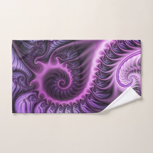 Abstraktes Cooles Rosa Lila Fraktal Badhandtuch Set (Handtuch)