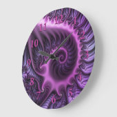 Abstraktes Cooles Rosa Lila Fraktal Große Wanduhr (Winkel)