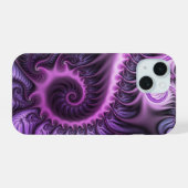 Abstraktes Cooles Rosa Lila Fraktal iPhone 15 Hülle (Rückseite (Horizontal))