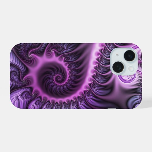 Abstraktes Cooles Rosa Lila Fraktal iPhone 15 Hülle (Rückseite (Horizontal))