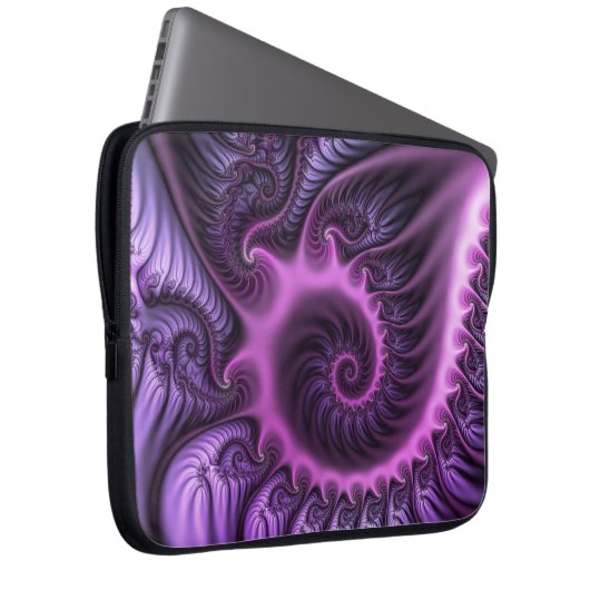 Abstraktes Cooles Rosa Lila Fraktal Laptopschutzhülle (Vorne Rechts)