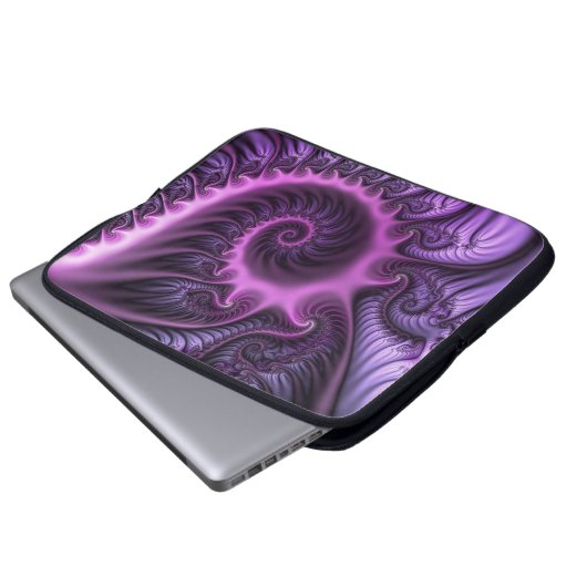 Abstraktes Cooles Rosa Lila Fraktal Laptopschutzhülle (Vorne Knopf)