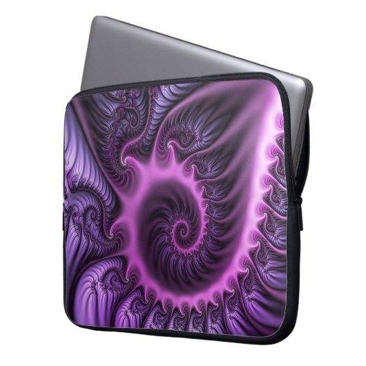 Abstraktes Cooles Rosa Lila Fraktal Laptopschutzhülle (Vorderseite Links)