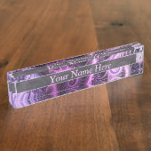 Abstraktes Cooles Rosa Lila Fraktal Namensplakette (Seite)