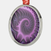 Abstraktes Cooles Rosa Lila Fraktal Ornament Aus Metall (Links)