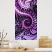 Abstraktes Cooles Rosa Lila Fraktal Poster (Küche)