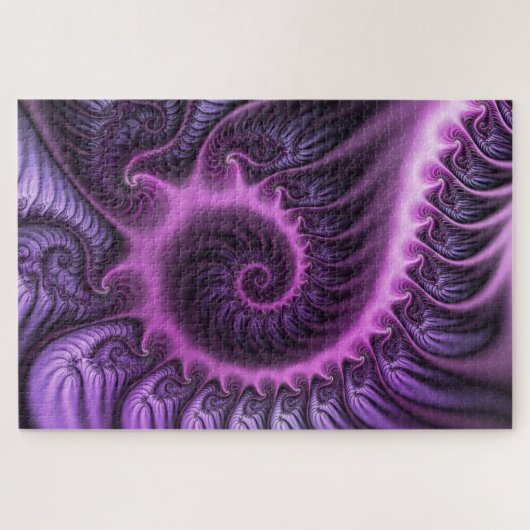 Abstraktes Cooles Rosa Lila Fraktal Puzzle (Horizontal)