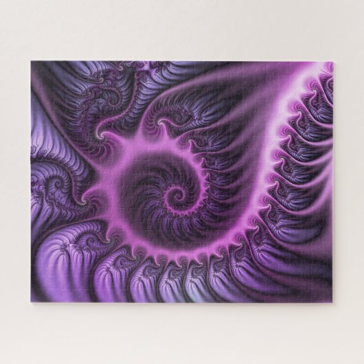 Abstraktes Cooles Rosa Lila Fraktal Puzzle (Horizontal)