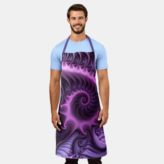 Abstraktes Cooles Rosa Lila Fraktal Schürze (Getragen)