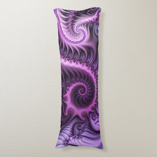 Abstraktes Cooles Rosa Lila Fraktal Seitenschläferkissen (Vorderseite Vertikal)