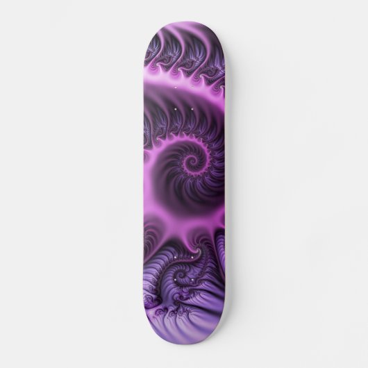 Abstraktes Cooles Rosa Lila Fraktal Skateboard (Vorderseite)