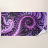Abstraktes Cooles Rosa Lila Fraktal Strandtuch (Vorderseite)