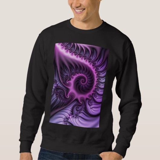 Abstraktes Cooles Rosa Lila Fraktal Sweatshirt (Vorderseite)