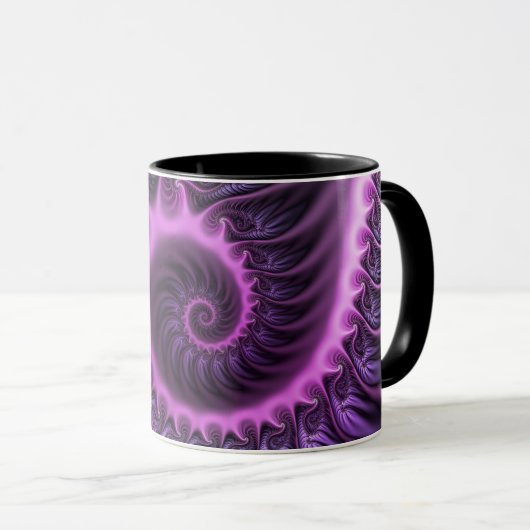 Abstraktes Cooles Rosa Lila Fraktal Tasse (VorderseiteRechts)