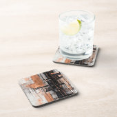 Abstraktes cooles Schwarz-, Silber- und Kupfertrop Getränkeuntersetzer (Rechte Seite)