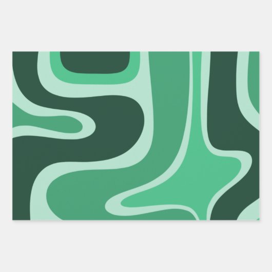 Abstraktes Copessig Retro-Muster in grün Geschenkpapier Set (Vorderseite 3)