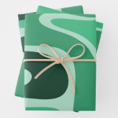 Abstraktes Copessig Retro-Muster in grün Geschenkpapier Set (Beispiel)