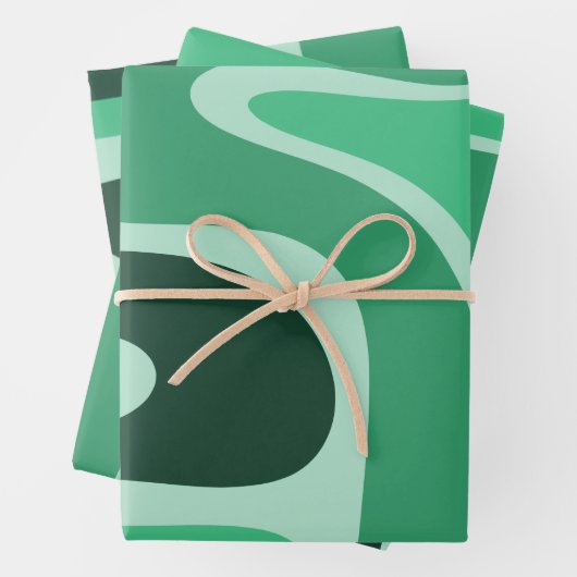 Abstraktes Copessig Retro-Muster in grün Geschenkpapier Set (Beispiel)