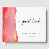 Abstraktes Coral Pink-Gästebuch Gästebuch (Vorderseite)