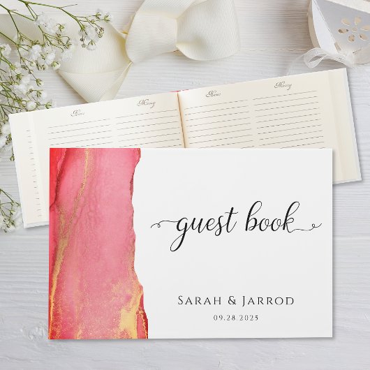 Abstraktes Coral Pink-Gästebuch Gästebuch