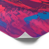 Abstraktes Cougar Futurism Retro Art Poster in Cot (Ecke)