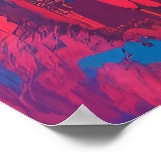 Abstraktes Cougar Futurism Retro Art Poster in Cot (Ecke)