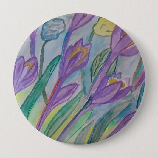 Abstraktes Crocus Round Abzeichen Button (Vorderseite)