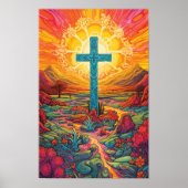 Abstraktes Cross Psychedelic Chicano Art Poster (Vorne)