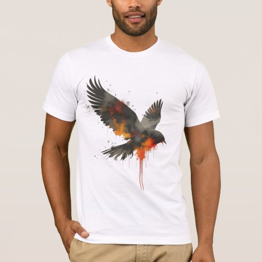 Abstraktes Crow Artwork - Spritzer Paint Bird Desi T-Shirt (Vorderseite)