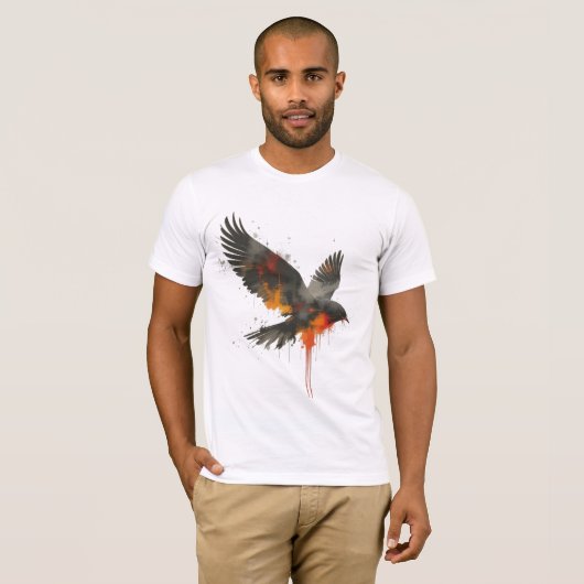 Abstraktes Crow Artwork - Spritzer Paint Bird Desi T-Shirt (Vorne ganz)