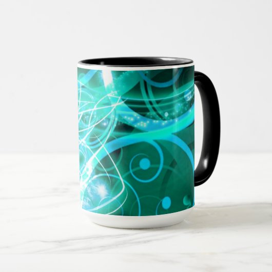 Abstraktes Cyan-blaues Tasse (VorderseiteRechts)