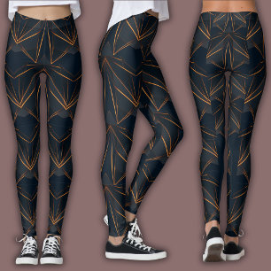 Abstraktes Cyber-Muster Neon-Kupfer-Glanz Leggings