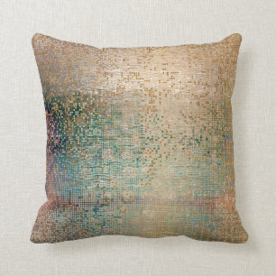 Abstraktes Dekor Gold Aquamariner Brush Metallic S Kissen