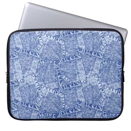 Abstraktes Denim-Taschen-Muster Nahtloses Muster Laptopschutzhülle (Vorderseite)